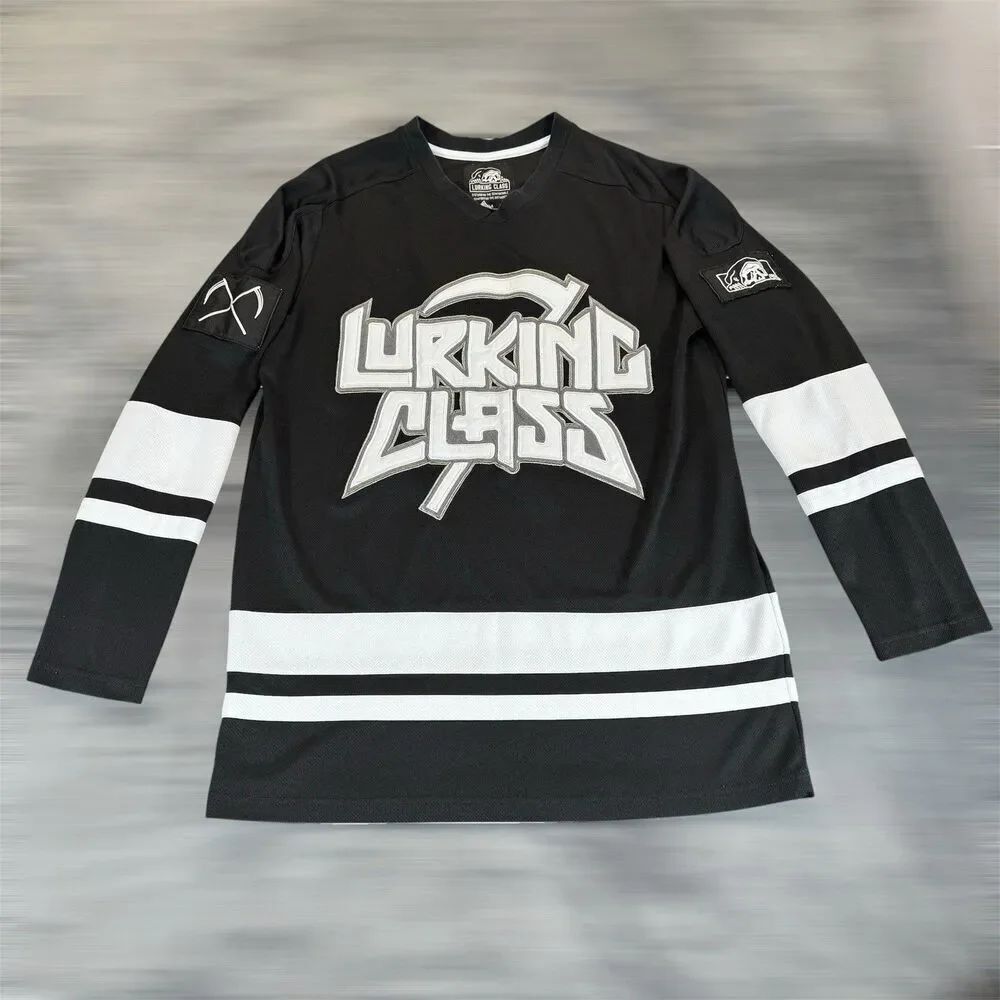 Lurking Class Sz M Sketchy Thrash Black Hockey Jersey Black Graphic HTF